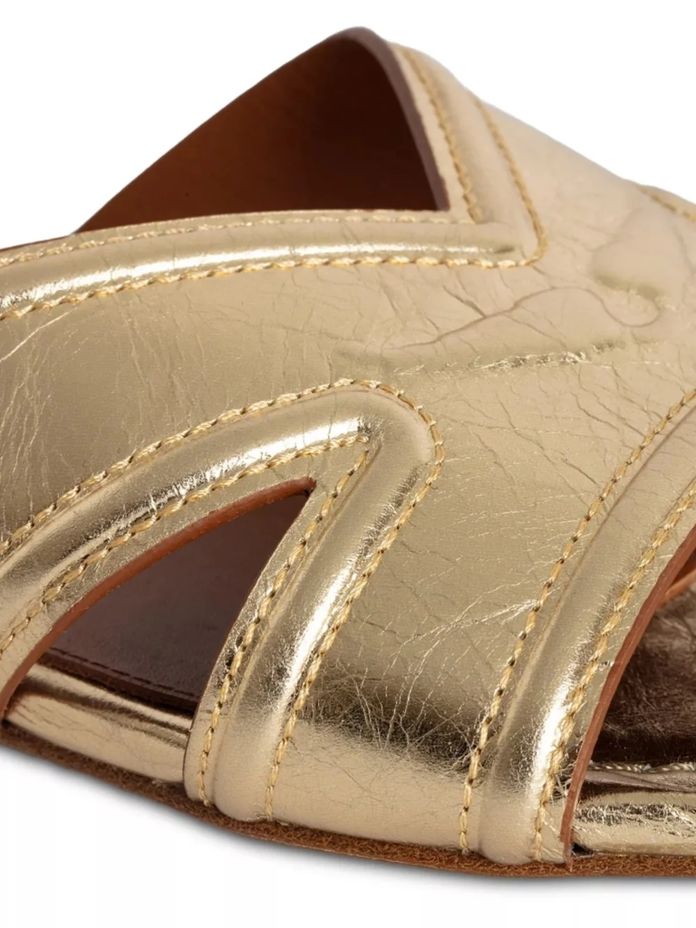 NIB | Zadig & Voltaire | Women's Azora Gold Metallic Leather Slide Sandal - Picture 6 of 12